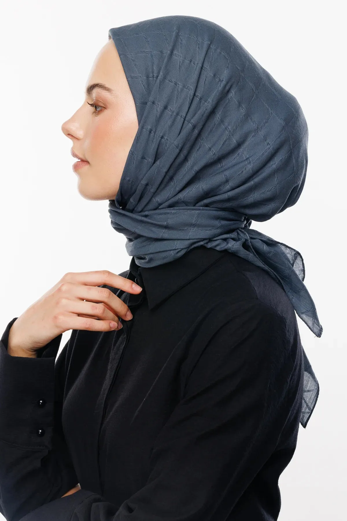 Anthracite Bamboo Jacquard Square Scarf