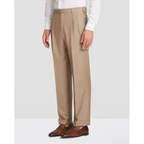 Bennett Double Pleated Super 120s Wool Serge Trouser in Khaki (Sizes 44 and 46) (Full Fit) by Zanella