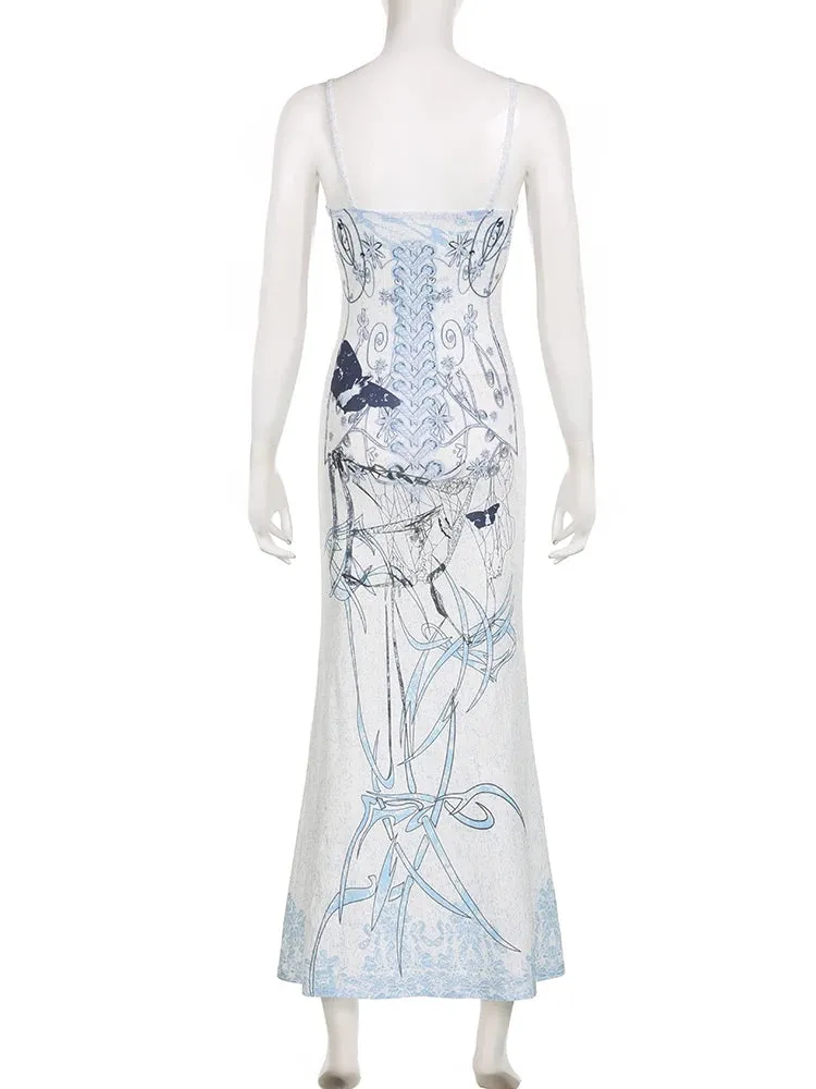 Butterfly Pixel Maxi Dress