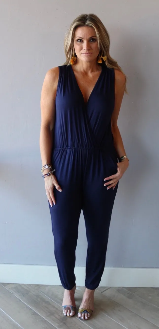 Eesome CRAZED V-Neck Jogger Pant Jersey Jumpsuit