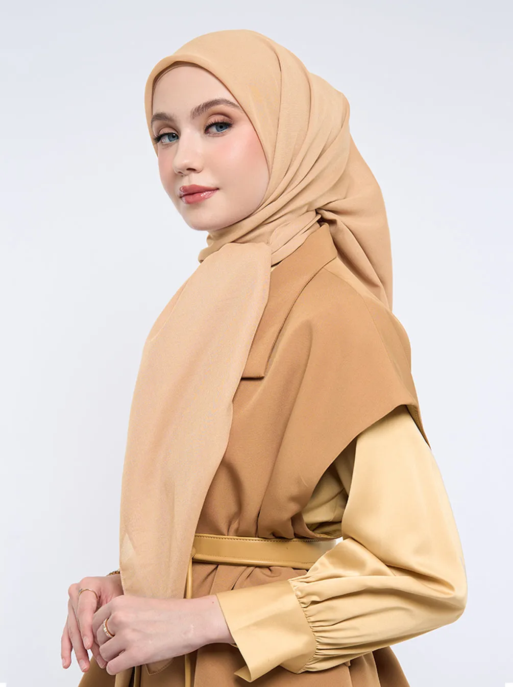 LIGHT VOILE SCARF PLAIN CARAMEL