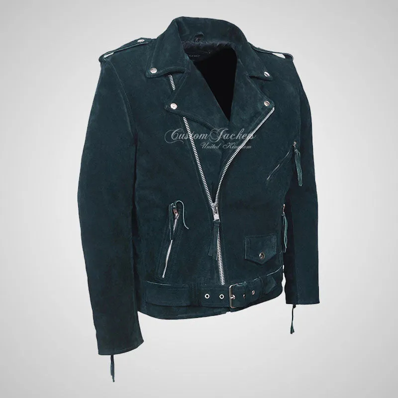 MARLON BRANDO Mens Suede Biker Jacket Suede Leather Jacket