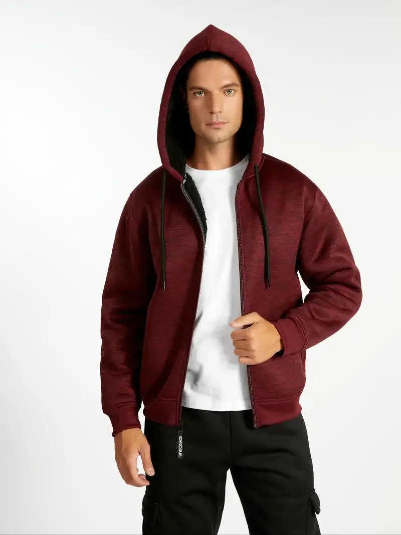 Men's Solid Color Full Zipper Outwear Hoodie-ZPK005323