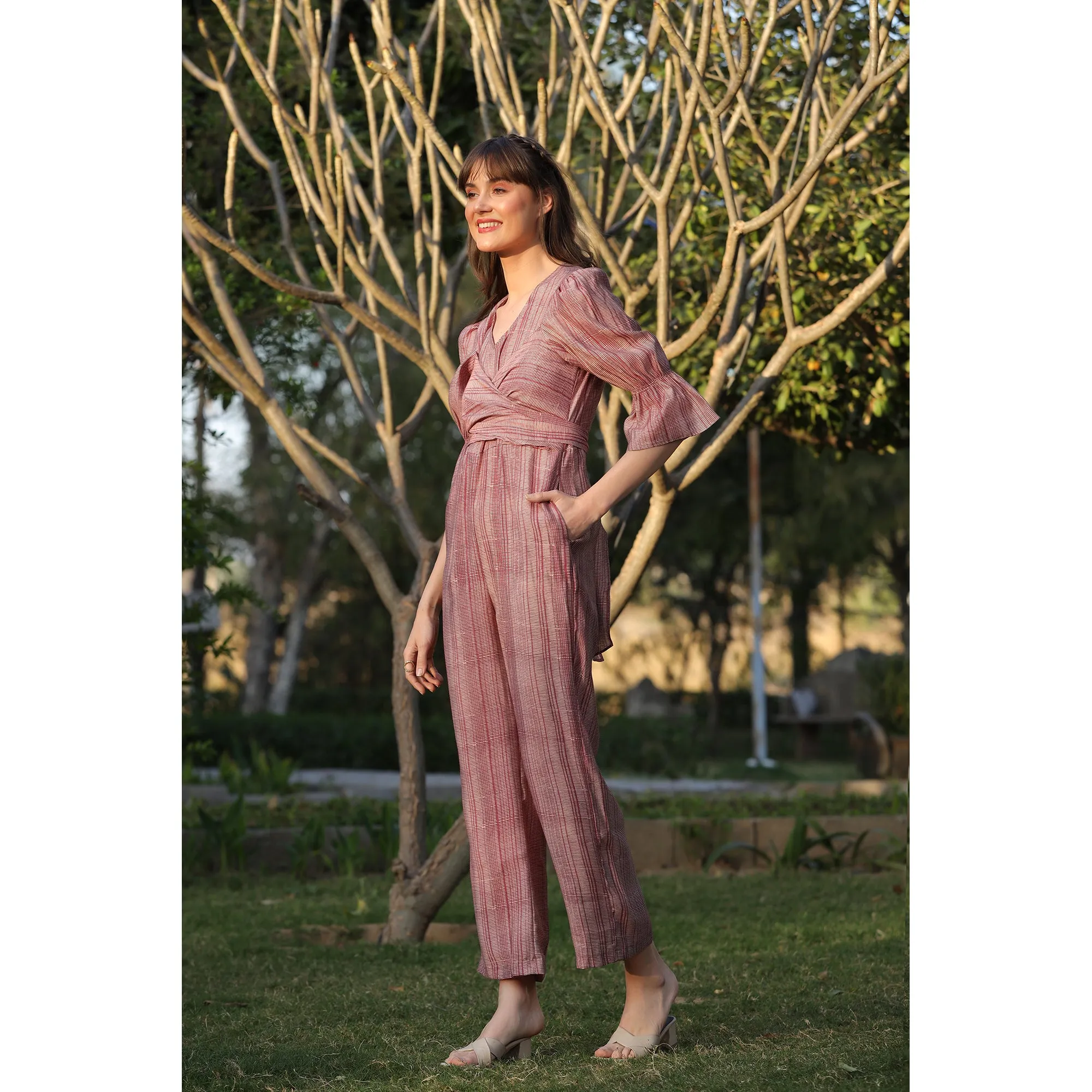 Pink Gooseberry on Russian Silk Jumpsuit