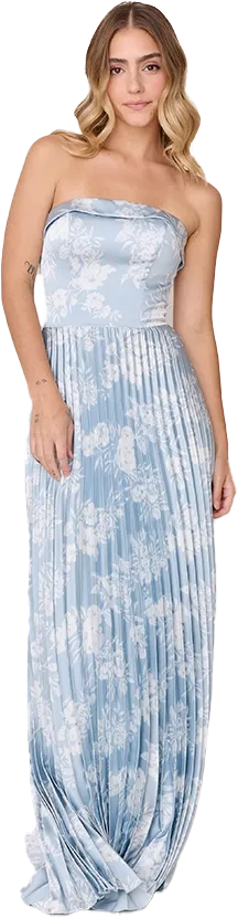 Saylor Satin Pleated Floral Print Dress | Made To Order
