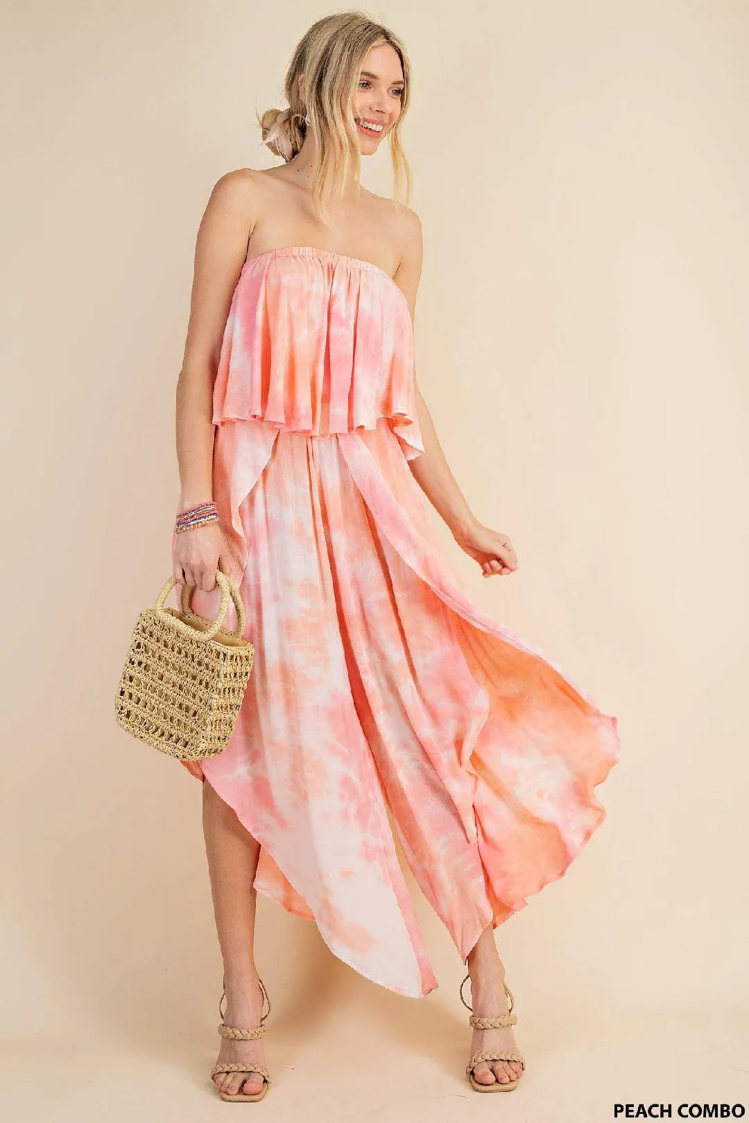 Tie Dye Off Shoulder Jumpsuit