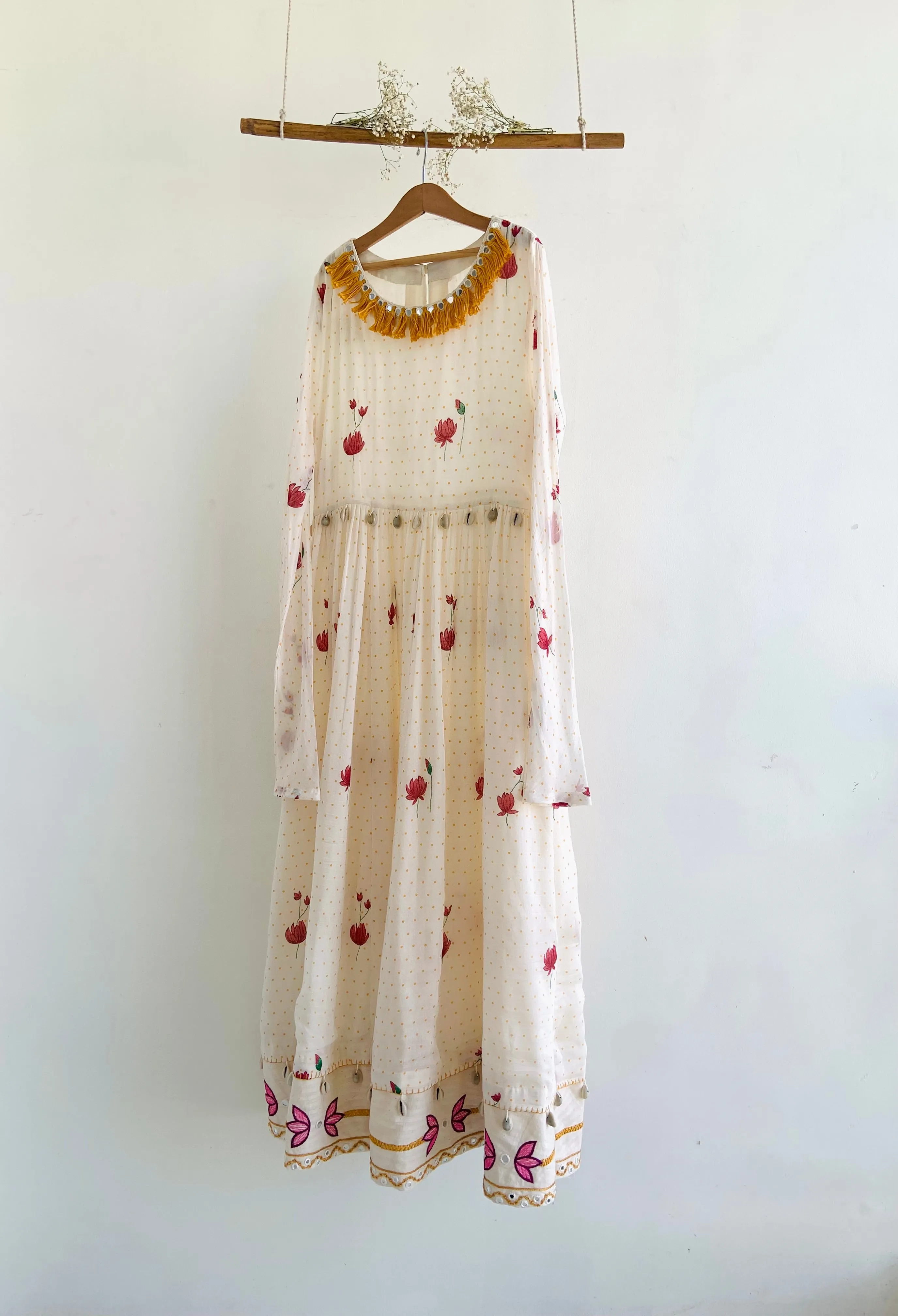White lotus anarkali kurta set